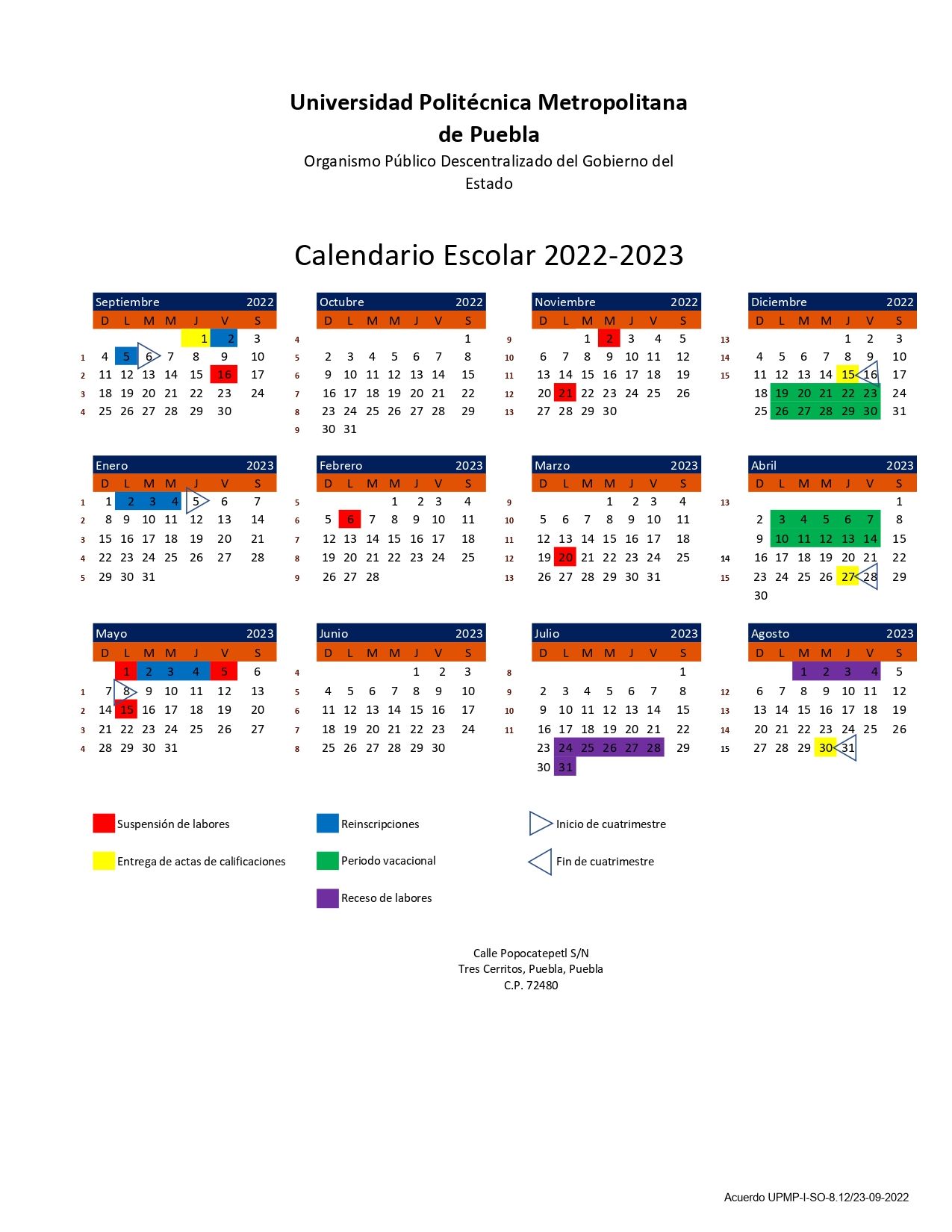 Calendario Escolar 2022-2023